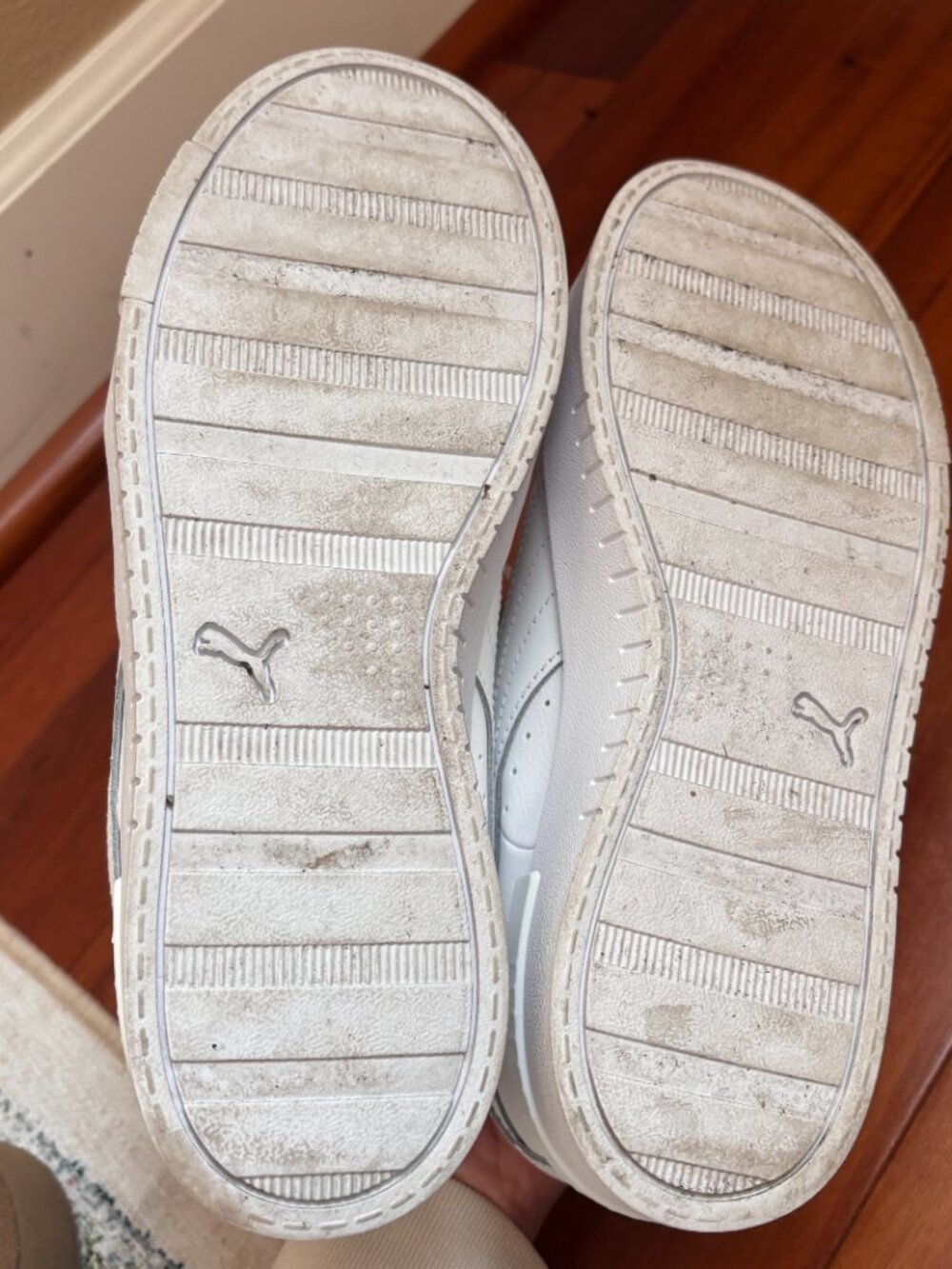 Puma Court Leather Sneakers Women Size 8 White Gold Athletic Platforms - Picture 5 of 5